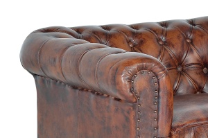FOTOLIU LIVING CHESTERFIELD 96CM, REALIZAT DIN LEMN SI PIELE, CULOARE MARO, GINER Y COLOMER - Img 5