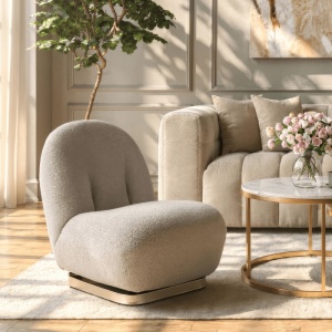 FOTOLIU LIVING ROTATIV SONNY, REALIZAT DIN METAL SI TEXTIL BOUCLE, CULOARE GRI/AURIU, ARTIM MEBLE - Img 3