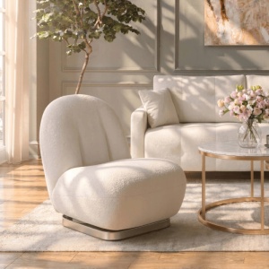 FOTOLIU LIVING ROTATIV SONNY, REALIZAT DIN METAL SI TEXTIL BOUCLE, CULOARE BEJ/AURIU, ARTIM MEBLE - Img 2