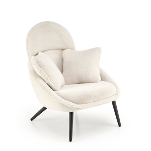 FOTOLIU MERRY, CREM/NEGRU, TAPITERIE DIN TEXTIL PLUSAT SI PICIOARE DIN METAL, STIL MODERN - Img 2