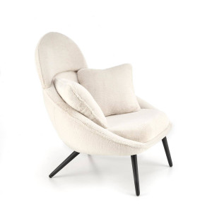 FOTOLIU MERRY, CREM/NEGRU, TAPITERIE DIN TEXTIL PLUSAT SI PICIOARE DIN METAL, STIL MODERN - Img 6