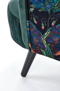 FOTOLIU PAGONI, VERDE INCHIS/MULTICOLOR/NEGRU, TAPITERIE DIN CATIFEA SI PICIOARE DIN METAL, STIL MODERN - Img 5