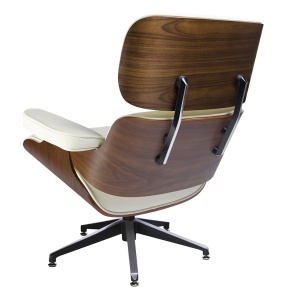 FOTOLIU RELAXARE DE LUX, ARTIM LOUNGE ALB, REALIZAT PIELE NATURALA ITALIANA SI LEMN, CULOARE ALB/NUC, STIL EAMES - Img 8