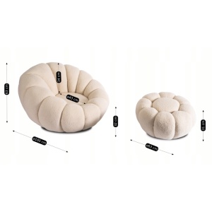 FOTOLIU ROTATIV CU POUF, ARTIM MEBLE, REALIZAT DIN MATERIAL TEXTIL BOUCLE BEJ, STIL MODERN - Img 6