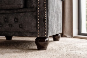 FOTOLIU STIL CHESTERFIELD, DIN LEMN SI TEXTIL FIN, CATIFEA, CULOARE GRI, INVICTA INTERIOR - Img 6