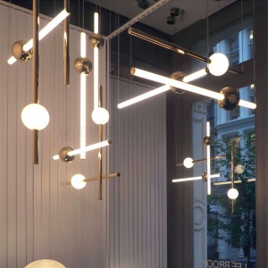 Lampă de plafon suspendată cu LED lung auriu alb APP476-CP - Img 4