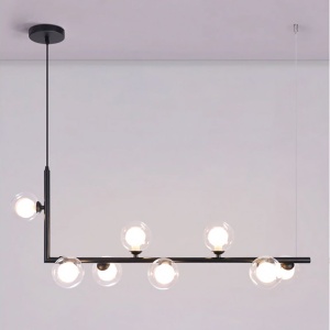 Lampă de tavan din sticlă industrială si metal, negru APP754-8CP - Img 3