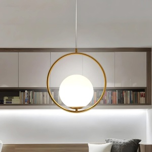 Lampă de tavan suspendata din sticlă aurie alba G109-1W Gold - Img 4