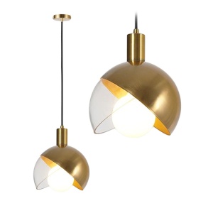 Lampă de tavan suspendată sticlă aurie APP638-1CP - Img 1