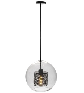 Lampă suspendată din sticlă loft negru APP559-1CP 30cm - Img 2