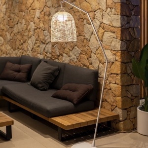 LAMPADAR SANTORINI, ALB, CONFECTIONAT DIN FIBRE NATURALE, CU TELECOMANDA - Img 2