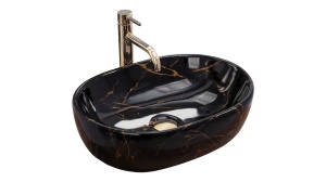LAVOAR REA AMELIA, EFECT DE MARMURA NEAGRA, 48 CM, DIN CERAMICA, CALITATE SUPERIOARA - Img 5