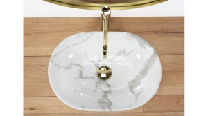 LAVOAR REA AMELIA, MARMO SHINY, EFECT DE MARMURA ALBA, 48 CM, DIN CERAMICA, CALITATE SUPERIOARA - Img 4