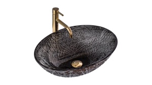 LAVOAR REA FROST, 51 CM, NEGRU, DIN STICLA, CALITATE SUPERIOARA - Img 7