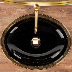LAVOAR REA MARGOT, NEGRU/AURIU, 52CM, DIN CERAMICA, CALITATE SUPERIOARA - Img 3