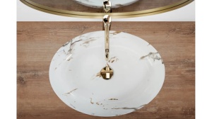 LAVOAR REA QUEEN, CARRARA SHINY, 55 CM, EFECT DE MARMURA ALBA, DIN CERAMICA, CALITATE SUPERIOARA - Img 4