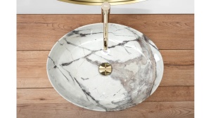 LAVOAR REA QUEEN, THUNDER SHINY, 55 CM, EFECT DE MARMURA ALBA, DIN CERAMICA, CALITATE SUPERIOARA - Img 4