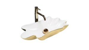 LAVOAR REA SEA+DOP CLICK-CLACK, ALB/AURIU, 62 CM, DIN CERAMICA, CALITATE SUPERIOARA - Img 5