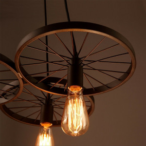 LUSTRA CU 3 BECURI CIRCLE INDUSTRIAL APP213-3CP, 140x30x18 cm, NEGRU, DIN METAL, STIL MODERN, TU - Img 4