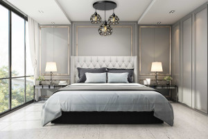 LUSTRA CU 3 BECURI CRYSTAL BALL APP209-3CPR, 20x20 cm, NEGRU, DIN ALUMINIU, STIL MODERN, TU - Img 3
