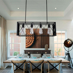 LUSTRA CU 4 BECURI LOFT METAL APP260-4C, 63x25x84 cm, NEGRU, DIN METAL, STIL MODERN, TU - Img 6