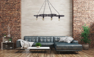 LUSTRA CU 6 BECURI CIRCLE INDUSTRIAL APP213-3CP, 140x30x18 cm, NEGRU, DIN METAL, STIL MODERN, TU - Img 3