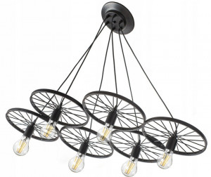 LUSTRA CU 6 BECURI CIRCLE INDUSTRIAL APP213-3CP, 140x30x18 cm, NEGRU, DIN METAL, STIL MODERN, TU - Img 6