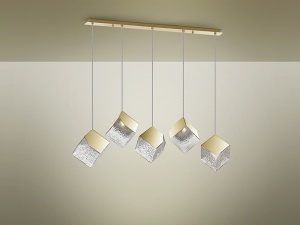 LUSTRA/PLAFONIERA PRISCILA, 116 CM, AURIU/TRANSPARENT, DIN METAL, OTEL SI STICLA, STIL MODERN - Img 4