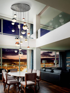 LUSTRA/PLAFONIERA SPHERE, CONECTARE BLUETOOTH, 150/500 CM, CROM/ALAMA/CUPRU, DIN METAL SI POLICARBONAT, STIL MODERN - Img 3