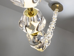 LUSTRA/PLAFONIERA ZARIA II, CULOARE TRANSPARENT/AURIU, DIN METAL SI ACRIL, STIL MODERN - Img 2