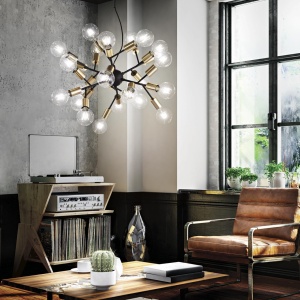 LUSTRA SPARK SP24, NEGRU/ALAMA, DIN METAL SI STICLA, STIL MODERN - Img 2