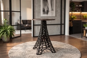 MASA DE BAR PARIS LOFT 105CM, REALIZAT DIN LEMN DE MANGO SI METAL, DE CULOARE MARO/NEGRU - Img 6