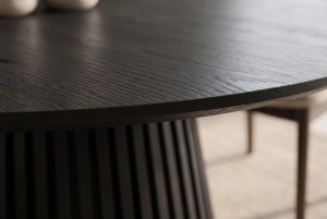 MASA DE DINING ROTUNDA VALHALLA 120CM, REALIZAT DIN LEMN DE STEJAR SI BLATUL DIN MDF SI FURNIR STEJAR, CULOARE NEAGRA - Img 6