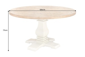 MASA DE SUFRAGERIE ROTUNDA HAMPTONS, 120CM, REALIZATA DIN LEMN DE PIN CONCORD, CULOARE MARO DESCHIS/CREM - Img 10