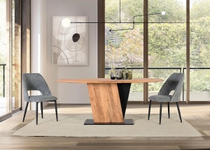 MASA DE SUFRAGERIE SAHANA 240CM, PENTRU 10 PERSOANE, REALIZATA DIN LEMN DE SALCAM SI METAL, CULOARE NATUR/NEGRU, GINER Y COLOMER - Img 2