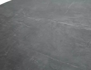 MASA DINING 120 CM, GRI CU EFECT DE MARMURA/ NEGRU MAT, DIN MDF LAMINAT, STIL MODERN - Img 4