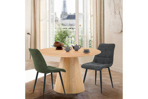 MASA DINING 120 CM, STEJAR, DIN MDF LAMINAT SI FURNIR NATURAL, STIL MODERN - Img 2