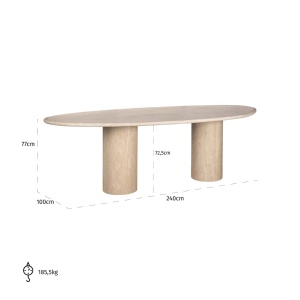 MASA DINING ALEXANDER JONES, RENAISSANCE, 212245, 240CM, METAL, MDF SI TRAVERTIN, BEJ, STIL MODERN - Img 5