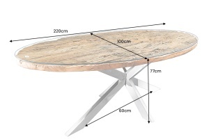 MASA DINING BARRACUDA, OVALA 220CM, REALIZATA DIN LEMN DE TEX, BLAT DE STICLA SI SUPORT DIN METAL, CULOARE MARO/NATURAL- CROM, ARTIM GROUP - Img 3