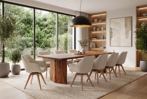 MASA DINING DIAMOND 240CM, REALIZATA DIN LEMN MASIV DE TRANDAFIR, CULOARE NATUR, INVICTA INTERIOR - Img 12