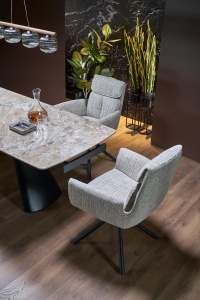 MASA DINING ELEGANTA STIL VINCE, EXTENSIBILA, 180-260/90/76 cm, CONFECTIONATA DIN OTEL, SI PIATRA SINTETIZATA, STIL MODERN - Img 7