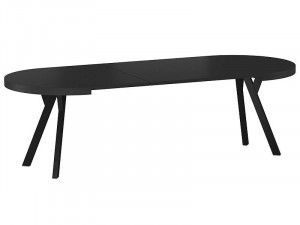 MASA DINING EXTENSIBILA, 100/250 CM, NEAGRA, BLAT DIN FURNIR NATURAL SI PICIOARE DIN METAL, STIL MODERN - Img 3