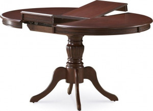 MASA DINING EXTENSIBILA, 106/141 CM, NUC INCHIS, BLAT DIN MDF SI PICIOARE DIN LEMN, STIL CLASIC - Img 3