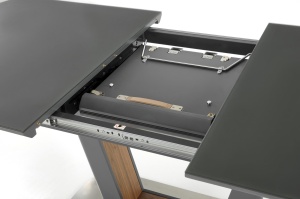 MASA DINING EXTENSIBILA BILOTTI, GRI ANTRACIT/NUC, 160/200 CM, DIN STICLA, MDF SI METAL, STIL MODERN - Img 6