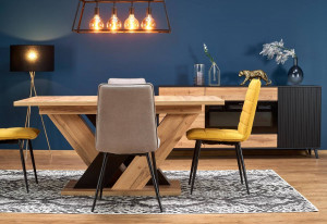 MASA DINING EXTENSIBILA BRANDON, STEJAR WOTAN/NEGRU, 160/200 CM, DIN PAL MELAMINAT, STIL MODERN - Img 4