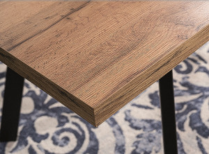 MASA DINING EXTENSIBILA BRICK, 120/160 CM, STEJAR ARTISAN/NEGRU, BLAT DIN MDF, FURNIR SI PICIOARE DIN METAL, STIL MODERN - Img 6