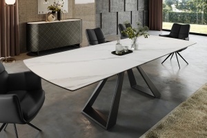 MASA DINING EXTENSIBILA, CONCORD 180/230CM, BLAT DIN STICLA, CERAMICA SI PICIOARE METAL, ARTIM GROUP SELECTION - Img 2