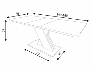 MASA DINING EXTENSIBILA EXEL TORRO 140(180)X85, CREM/ CASMIR, STIL MODERN - Img 2