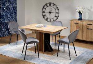 MASA DINING EXTENSIBILA FABIANO, STEJAR WOTAN/NEGRU, 130/175 CM, DIN PAL LAMINAT, STIL MODERN - Img 2