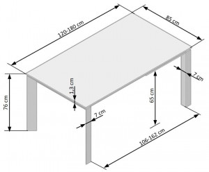 MASA DINING EXTENSIBILA HORIZON, GRI MARONIU/NEGRU, 120/180 CM, BLAT DIN CERAMICA SI PICIOARE DIN METAL, STIL MODERN - Img 7